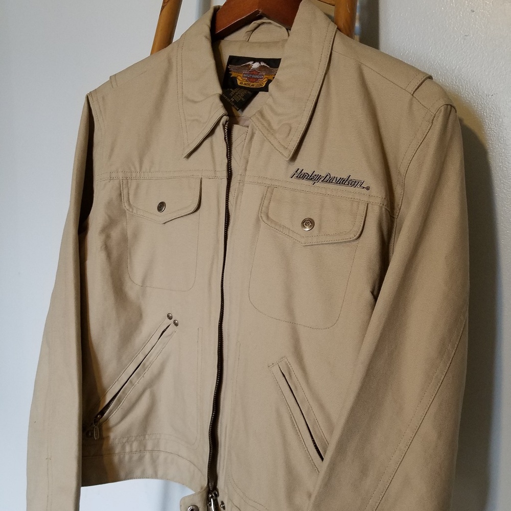 Harley Davidson Tan Denim. Zip Up Jacket